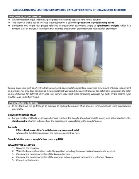 applications of gravimetric method|gravimetric analysis real world applications.